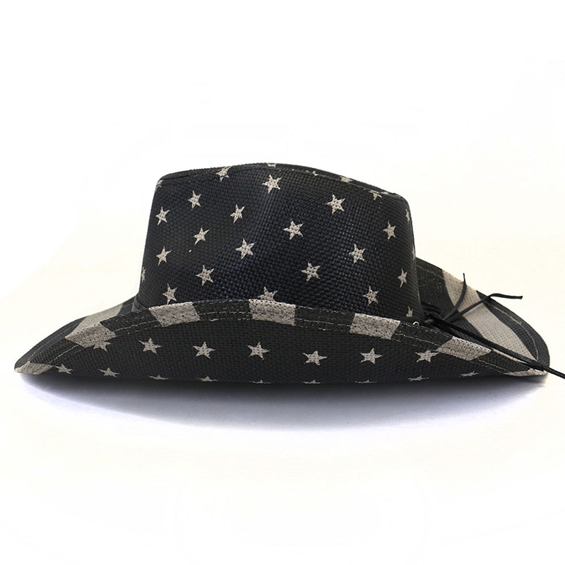 Cappello di paglia da cowboy con bandiera americana