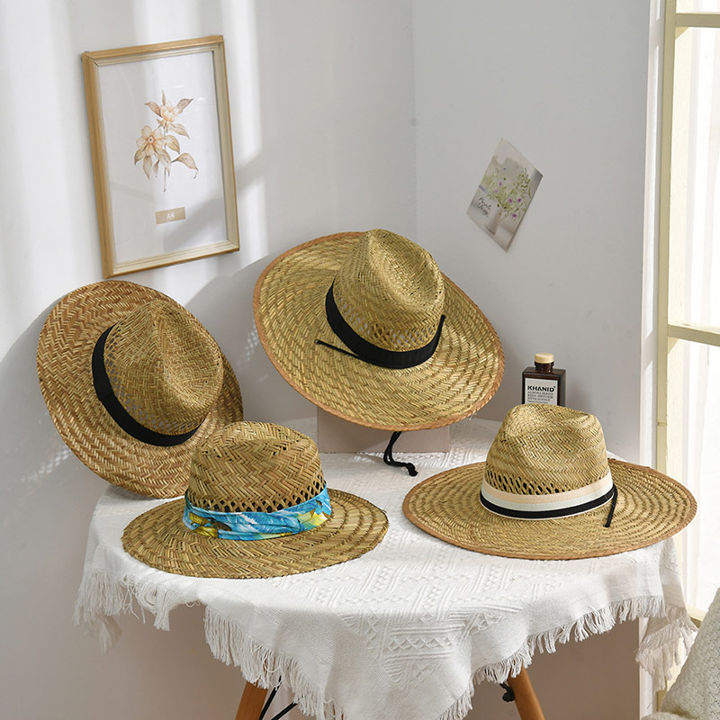 Cappello Fedora Panama a tesa larga da spiaggia in paglia naturale ventilata