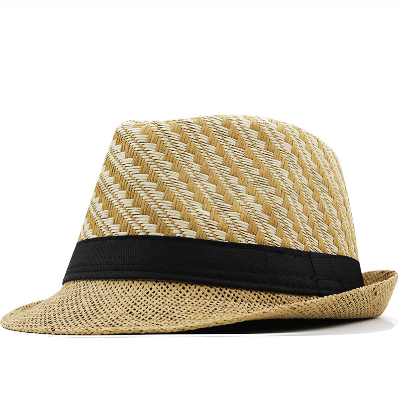 Cappello da sole Fedora cubano in paglia con motivo a quadri di vendita calda