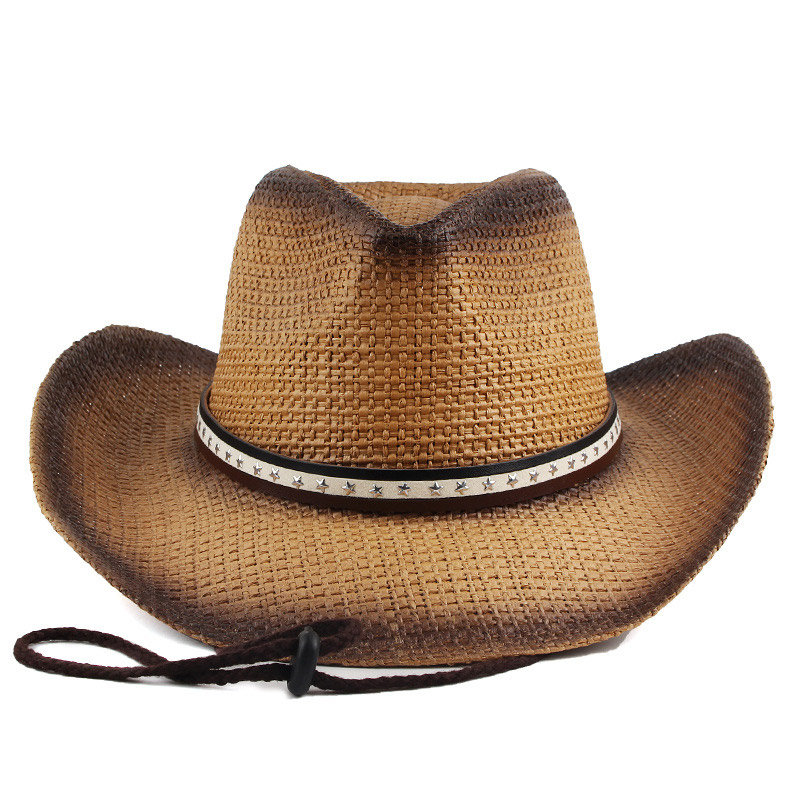 Cappello da uomo in paglia da sole da cowboy all'aperto