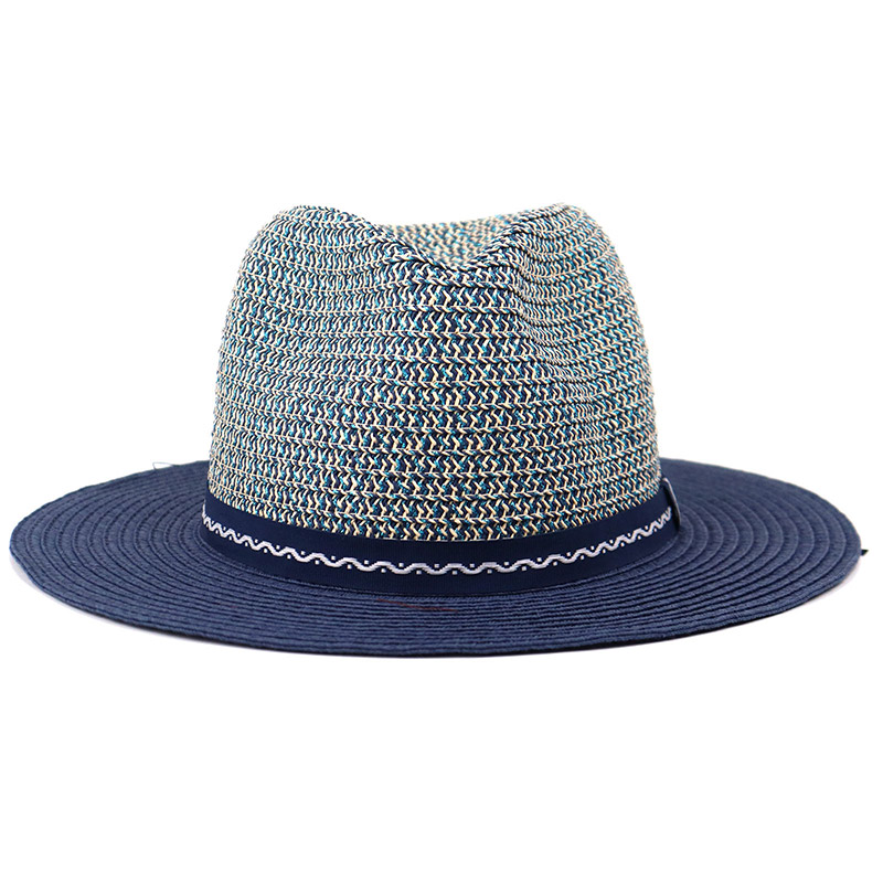 Cappello da sole Panam blu scuro da uomo in paglia intrecciata