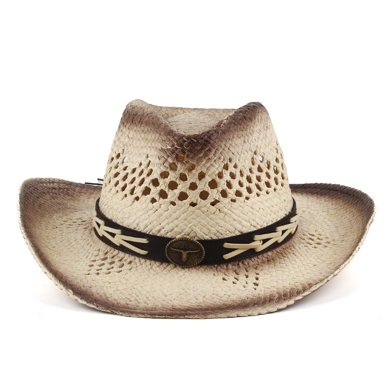 Cappello di paglia da cowboy estivo da uomo