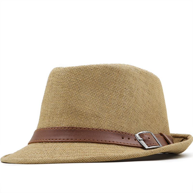 Cintura in pelle tinta unita Trilby Fedora Cappelli di paglia