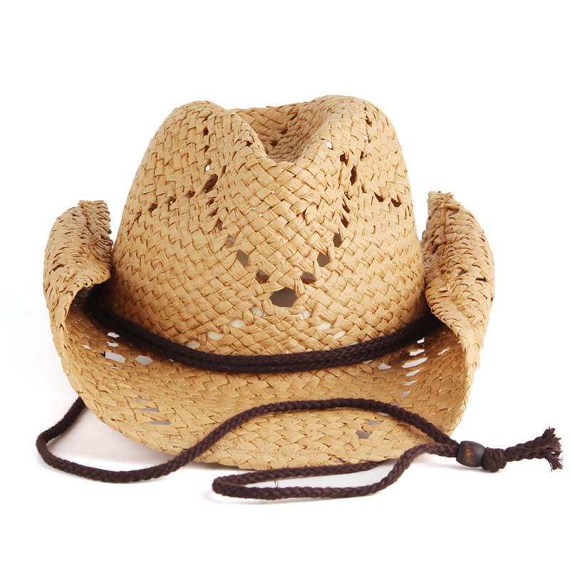 Cappelli di paglia da cowboy a tesa arrotolata